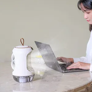 2022 New Digital Display Cooler Rotating Humidifier Fan CO244 Warm Light Ambient Light Automatic Swing Head Fan