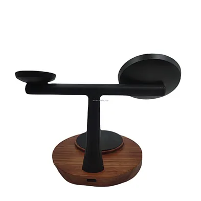 JEDI Wholesale 2025 Unique Design 3 in 1 Real Nature Wooden Round Base Charging Stand Magnetic Wood Wireless Charger With OEM