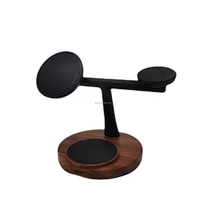 JEDI Wholesale 2025 Unique Design 3 in 1 Real Nature Wooden Round Base Charging Stand Magnetic Wood Wireless Charger With OEM