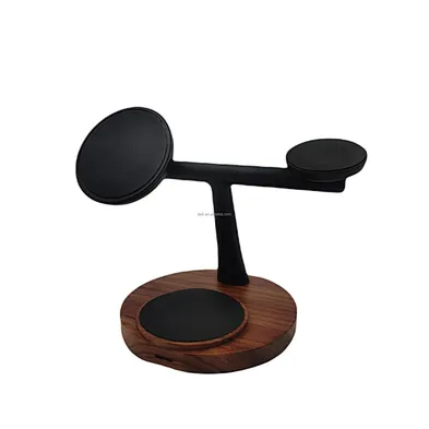 JEDI Wholesale 2025 Unique Design 3 in 1 Real Nature Wooden Round Base Charging Stand Magnetic Wood Wireless Charger With OEM