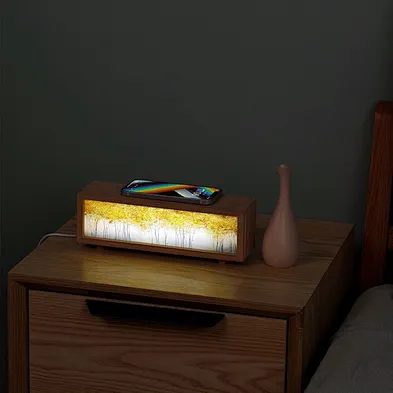 JEDI Custom Gift Painting Night Light Wireless Charging LED Night Light RGB Ambient Bedside Lamp for Decoration