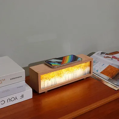 JEDI Custom Gift Painting Night Light Wireless Charging LED Night Light RGB Ambient Bedside Lamp for Decoration