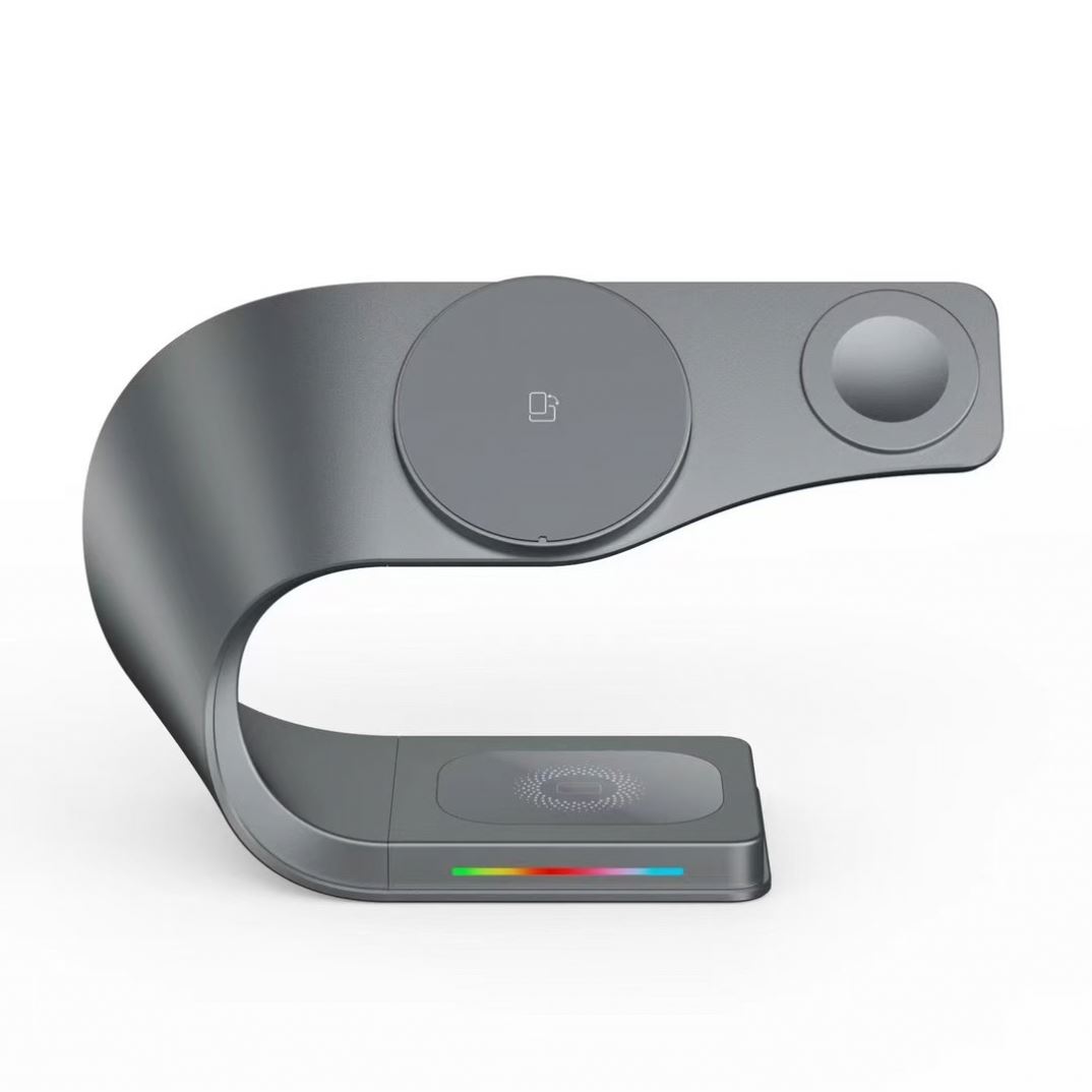 4 in 1 Wireless Charging Station for Phone Smartwatch Earbuds Desktop Charging Dock Horizontal Vertical