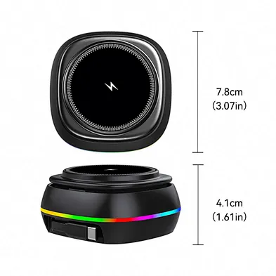 New Design LED Light 3 in 1 Magnetic Wireless Charger Stand Foldable Mini 15W Fast Desktop Charging Station With Cable