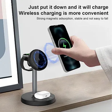 3-in-1 Magnetic for Wireless Charging Station with Type-C Port for 16-12 for Watch for (Up to 15W)