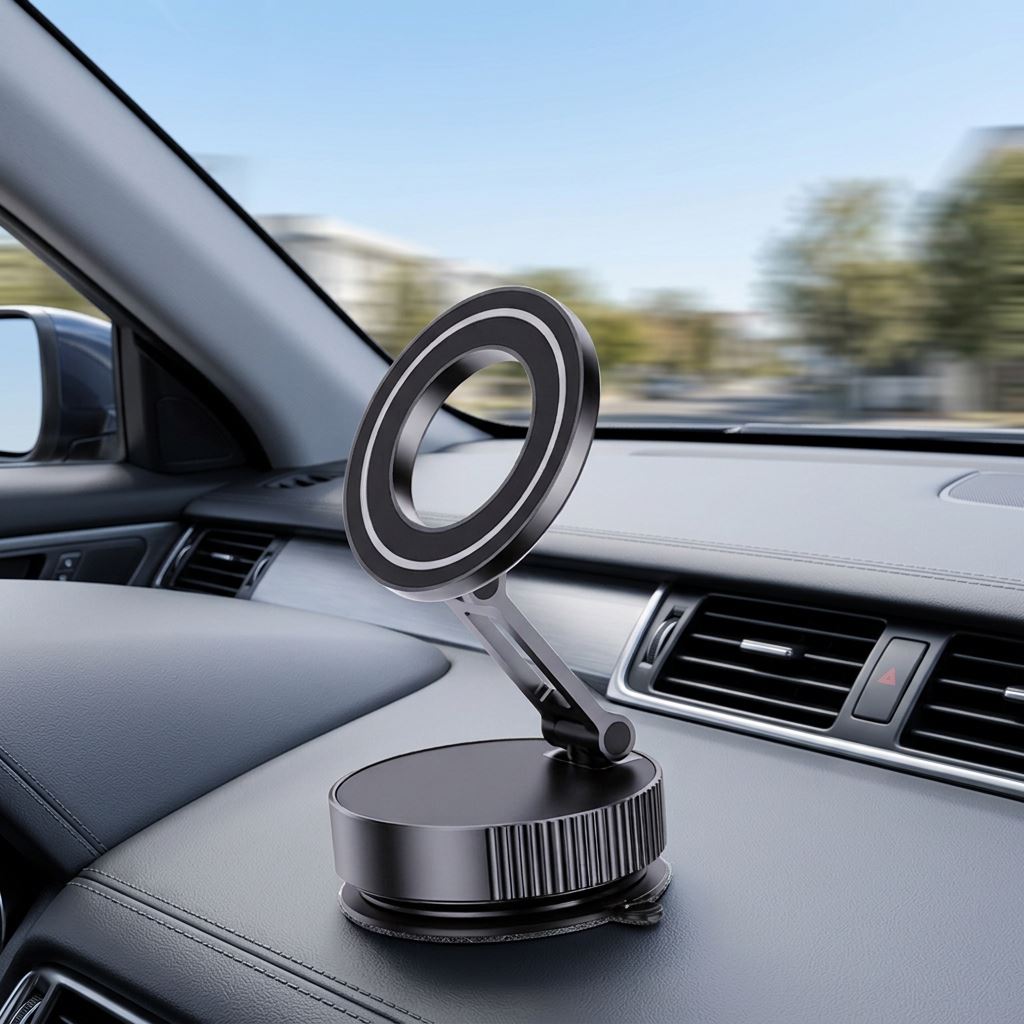 Vacuum Magnetic Car Phone Holder 360° Adjustable Foldable Suction Cup Mount for Dashboard Desk Glass