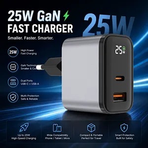 OEM GaN Fast Charging Adapter 25W USB C Charger Block Smart Recognition GaN Phone Charger