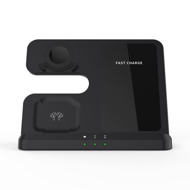 15W Fast Charger 3-in-1 Wireless Desktop Holder with Magnetic Charging for Mobile Phone and Earphone