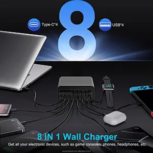 GaN Fast Charger 4-Port USB C Power Adapter Desktop Wall Charger for Laptops Tablets and Smartphones
