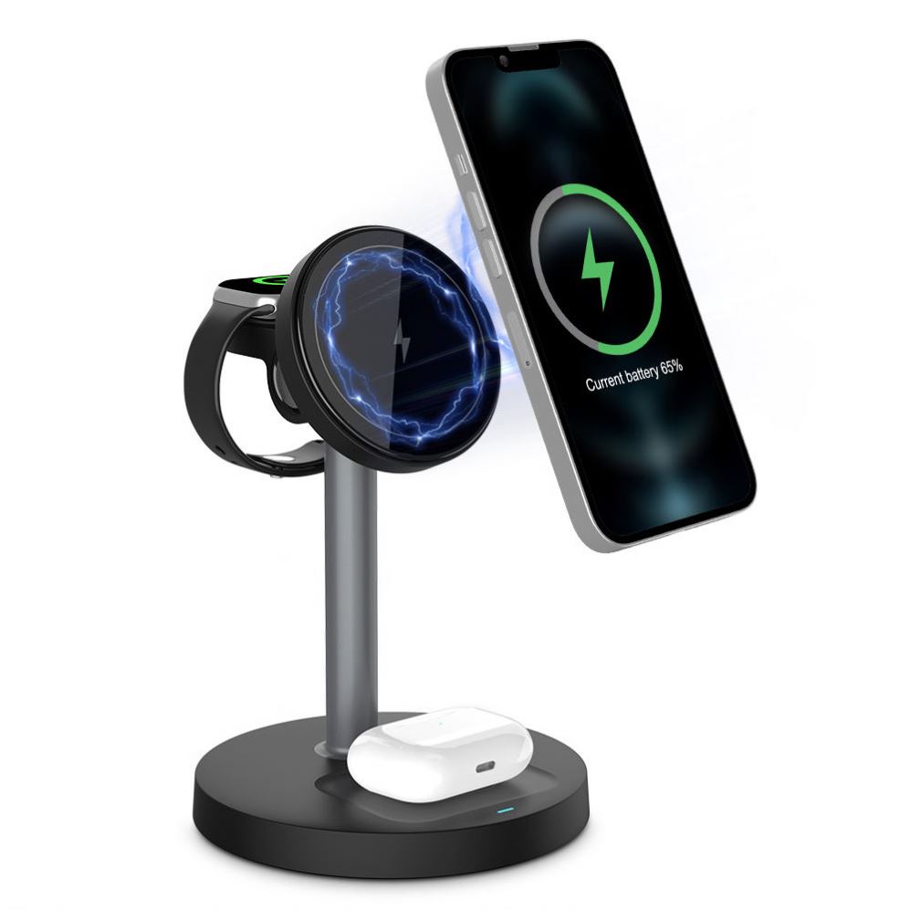 3-in-1 Magnetic for Wireless Charging Station with Type-C Port for 16-12 for Watch for (Up to 15W)