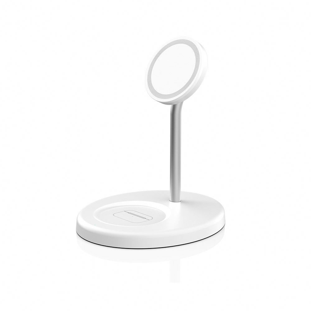 2 in 1 Magnetic Wireless Charger Aluminum Alloy Pole ABS Shell Earphone Fast Charging Station Type C Input Charging Pad