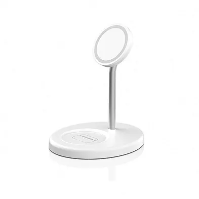 2 in 1 Magnetic Wireless Charger Aluminum Alloy Pole ABS Shell Earphone Fast Charging Station Type C Input Charging Pad