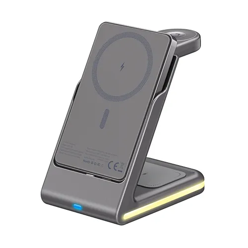 3 in 1 Magnetic Wireless Power Bank with Stand Detachable Portable Charger for Phone Watch Earphones