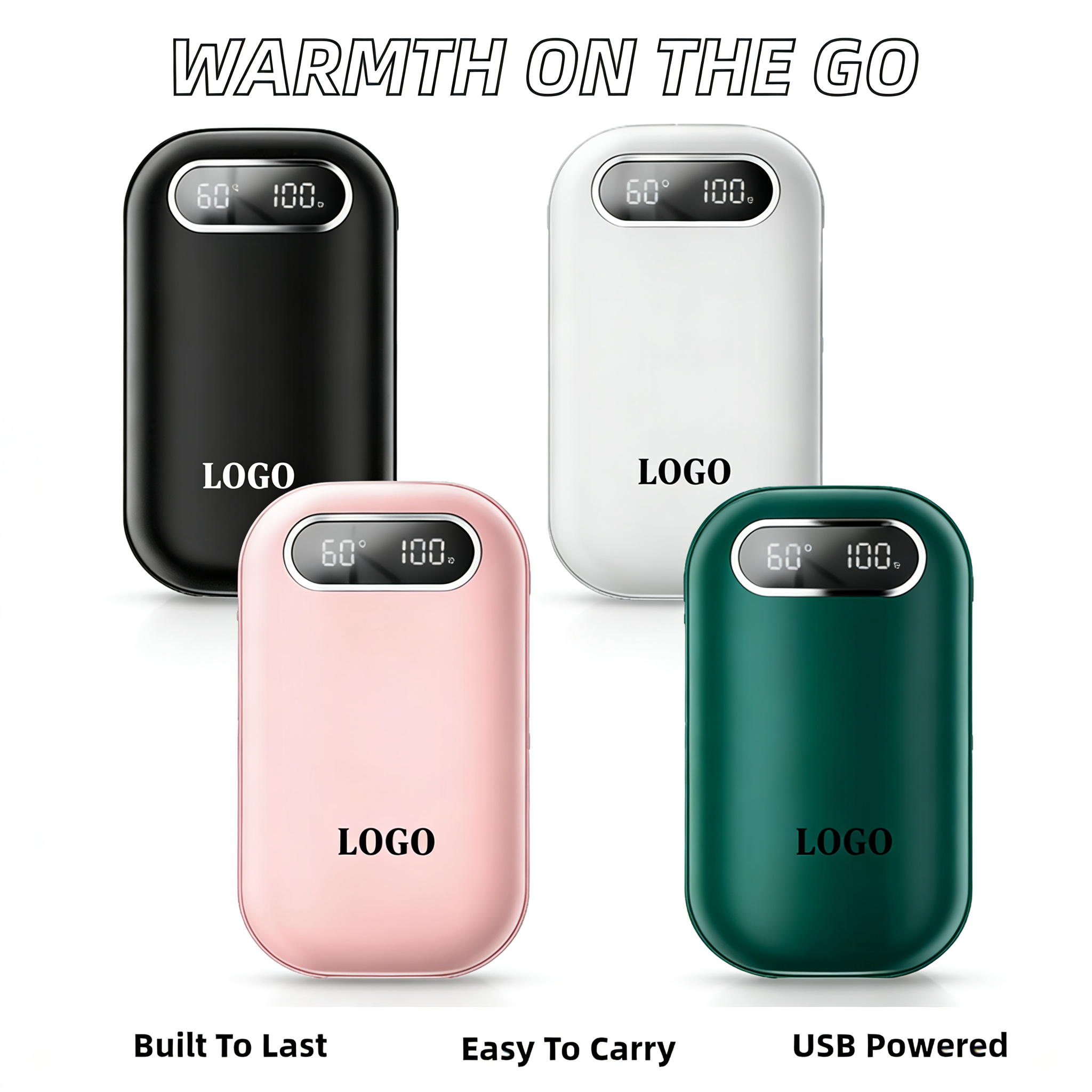 25 Level Rechargeable Hand Warmer with Digital Display Fast Heating USB Power Bank Output