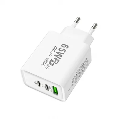 Fast Mobile Phone & Laptop Charger 65W USB-C PD GaN with PPS/PD3.0 5V/3A for All Smartphones
