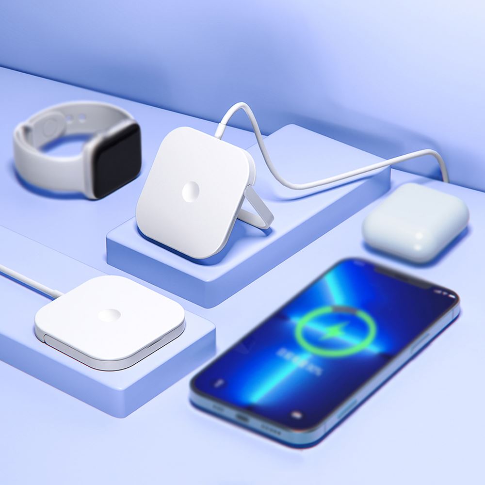 15W 3 in 1 Magnetic Wireless Charger Stand for Phone Smartwatch Earbuds Foldable Charging Station