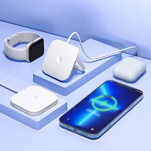 15W 3 in 1 Magnetic Wireless Charger Stand for Phone Smartwatch Earbuds Foldable Charging Station