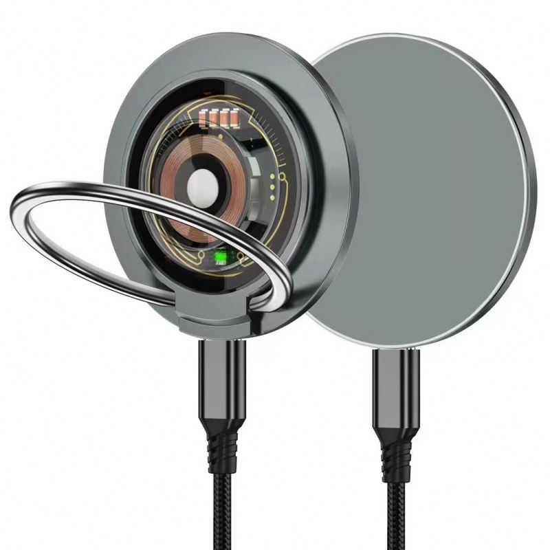 15W Smart Magnetic Suction Induction Wireless Charger 3-in-1 USB Type C with OVP/OTP/OPC Protections Mobile Phone & Watch Holder