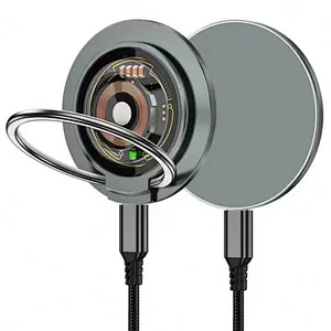 15W Smart Magnetic Suction Induction Wireless Charger 3-in-1 USB Type C with OVP/OTP/OPC Protections Mobile Phone & Watch Holder