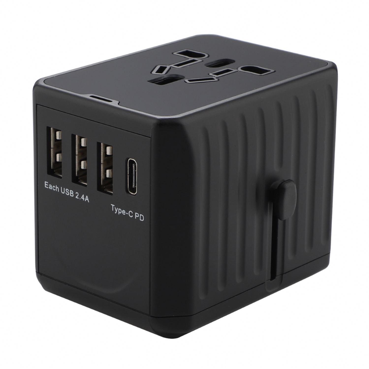 Universal Travel Adapter with 3 USB-A and USB-C PD Ports Multi Country Plug Charger for 4 Devices