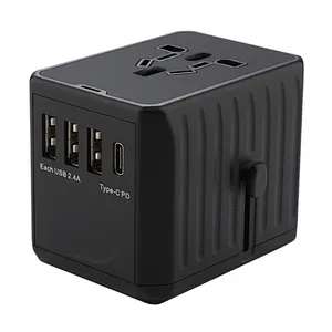 Universal Travel Adapter with 3 USB-A and USB-C PD Ports Multi Country Plug Charger for 4 Devices