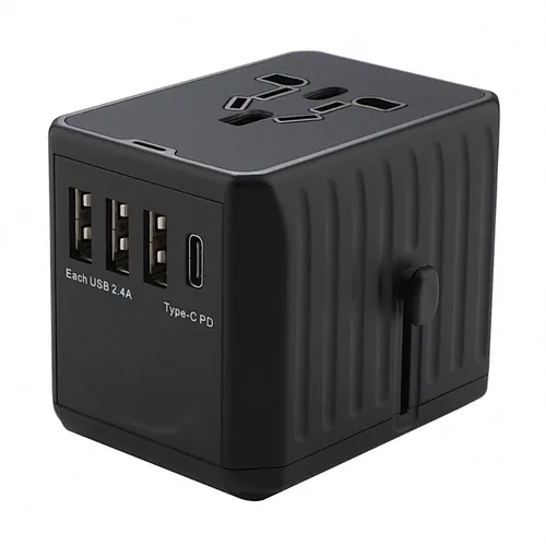 Universal Travel Adapter with 3 USB-A and USB-C PD Ports Multi Country Plug Charger for 4 Devices