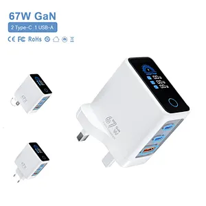 Multi-Port USB Charging Station with LCD Digital Display and Wireless Induction Pad for Smartphones and Tablets