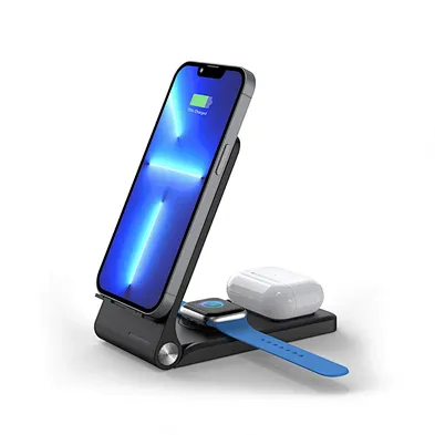Original Wholesale Foldable Wireless Charger 3 in 1 for Phone,earphone and Watch F15 Folding Holder Wireless Charger 15w
