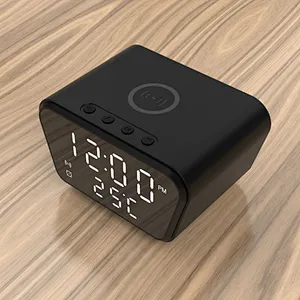 Digital Alarm Clock Wireless Charger with LED Time Display for Bedroom Bedside Table