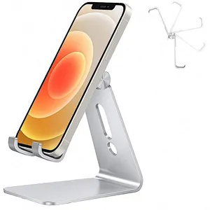Bed & Desk Use Cell Phone Stand Holder Angle Height Adjustable Aluminum Alloy Portable Desktop Mobile Phone Tablet Stand