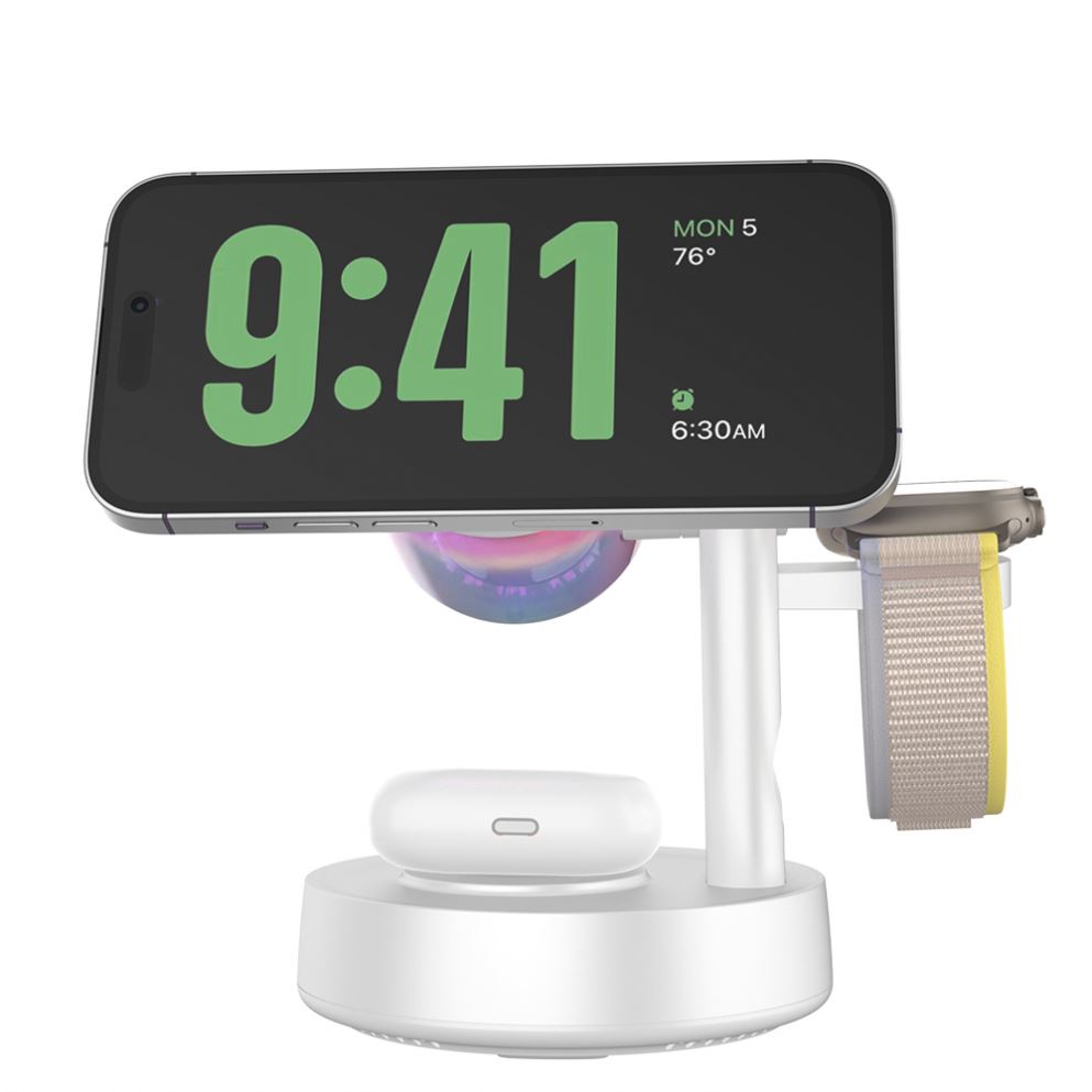 Q2 New Trend 3-In-1 Magnetic Wireless Charger Magnetic Rgb Speaker Low-Temperature Fast Charging Mobile Charger Factory