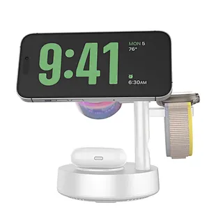 Q2 New Trend 3-In-1 Magnetic Wireless Charger Magnetic Rgb Speaker Low-Temperature Fast Charging Mobile Charger Factory