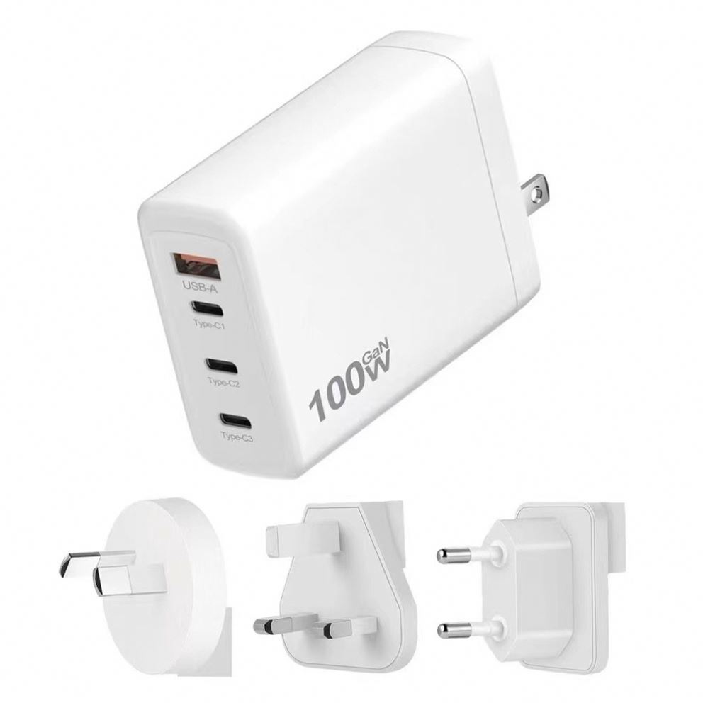 GaN Wall Charger with 3 USB-C and 1 USB-A Ports Multi Country Travel Plug Adapter