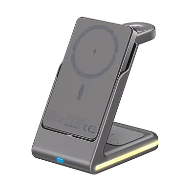 3 in 1 Magnetic Wireless Power Bank with Stand Detachable Portable Charger for Phone Watch Earphones