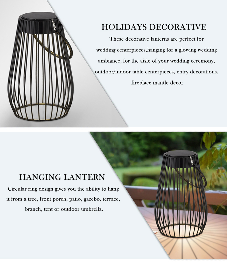 Portable Waterproof led solar garden lantern