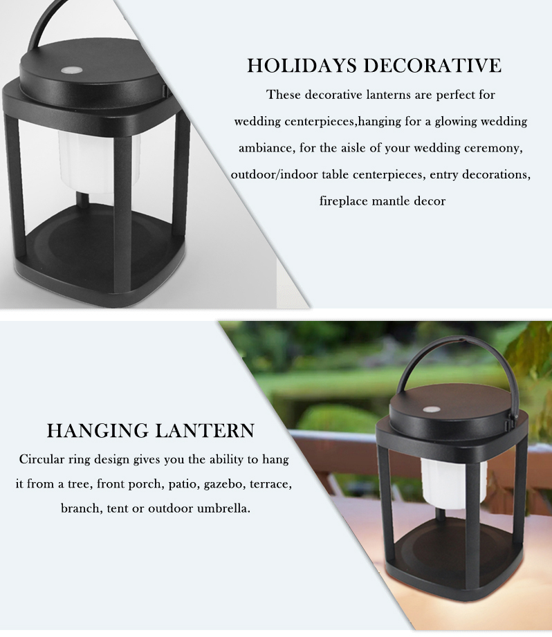 Portable Waterproof led solar garden lantern with USB