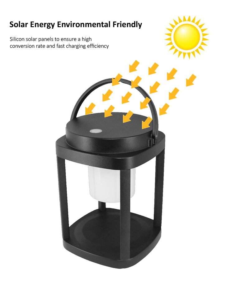 Portable Waterproof led solar garden lantern with USB