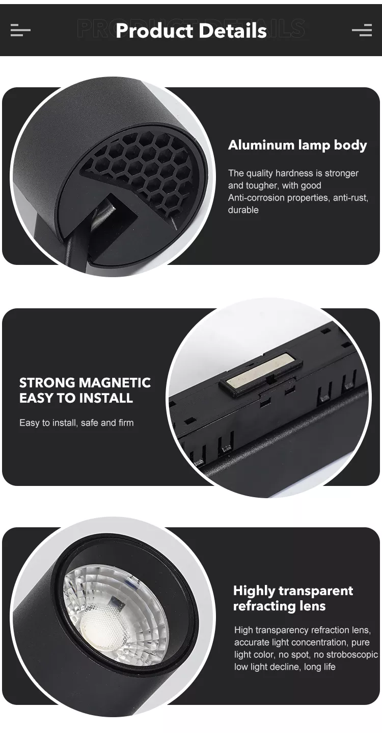 EDISUN LED Lamp Head with Recessed LED Magnetic Track Lights