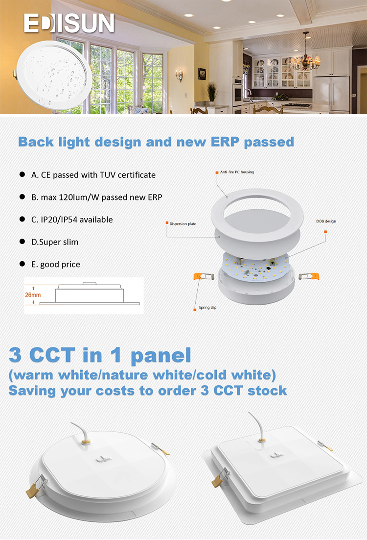 IP54 Super Slim Led Panel Light CE Standard
