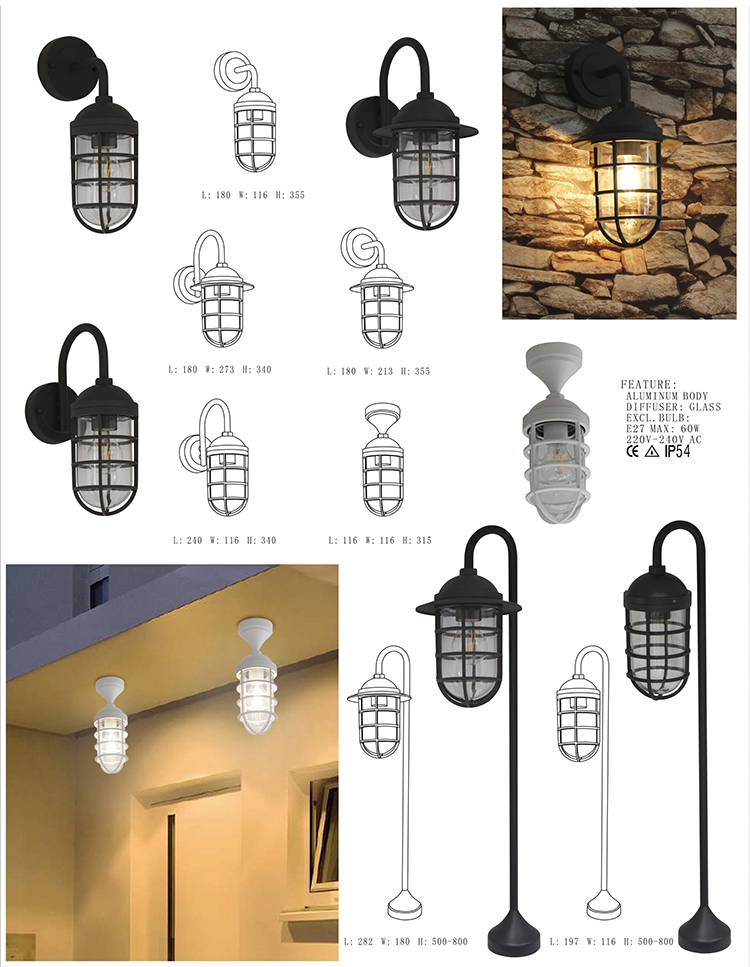 Outdoor Wall Light with E27 Bulb Light Source