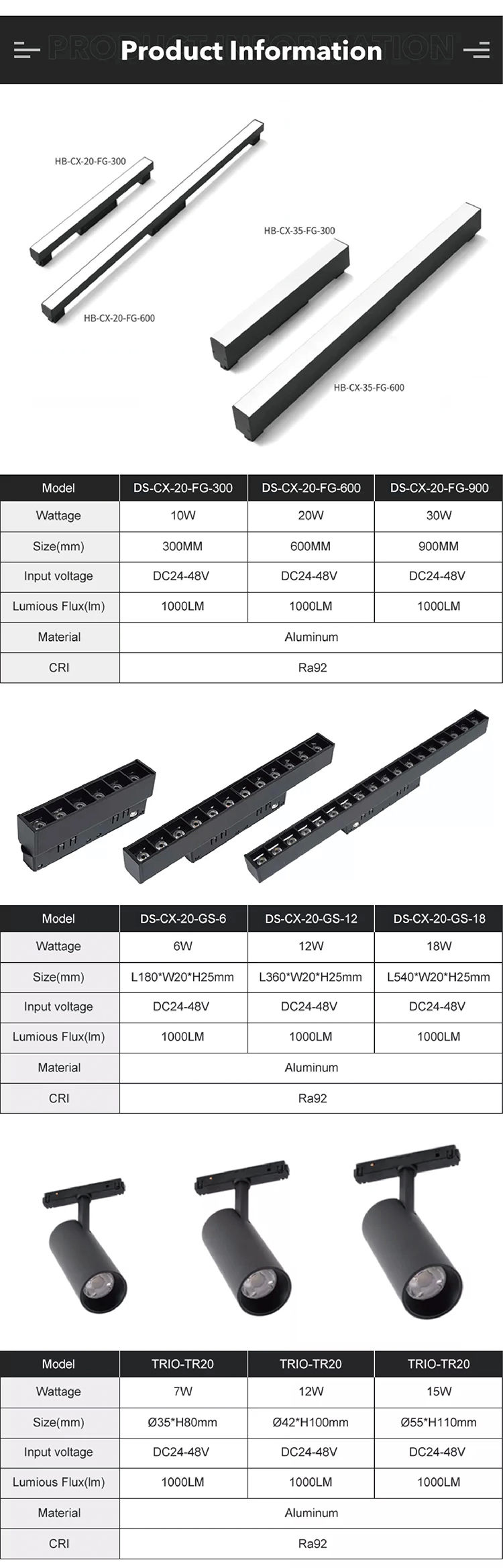 EDISUN LED Lamp Head with Recessed LED Magnetic Track Lights