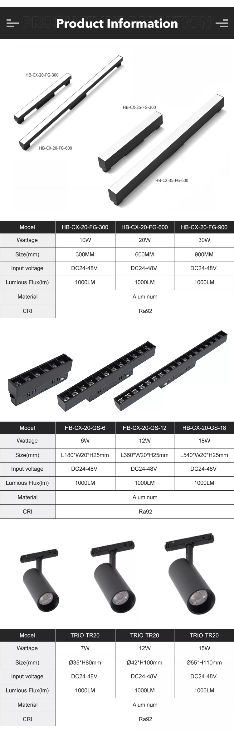 LED Magnetic Track Light 6W 12W 18W