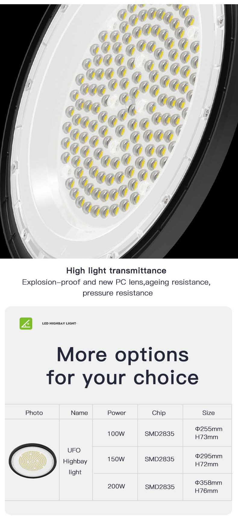 LED Industrial UFO Light 100W 150W 200W