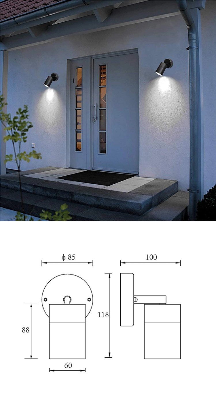 EDISUN Exterior Waterproof GU10 Adjustable Wall Light