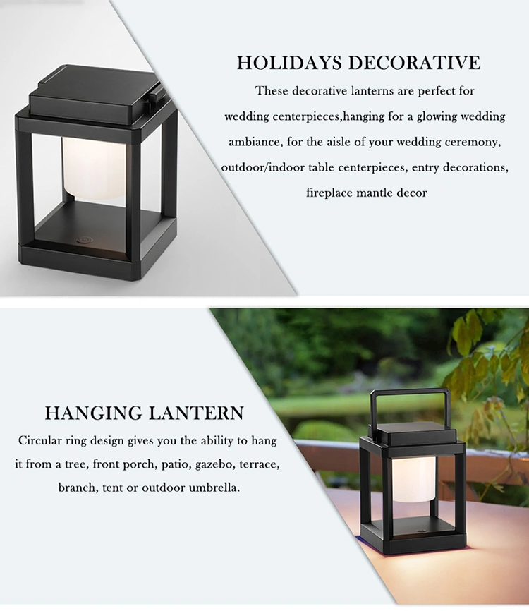 Portable Waterproof led solar garden lantern with USB