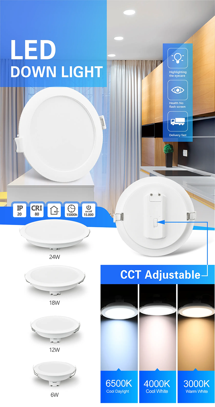Downlight LED empotrable ajustable CCT