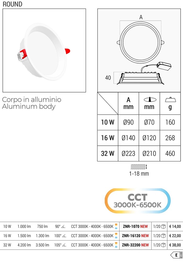 New ERP Standard LED CCT Changable Round Downlight