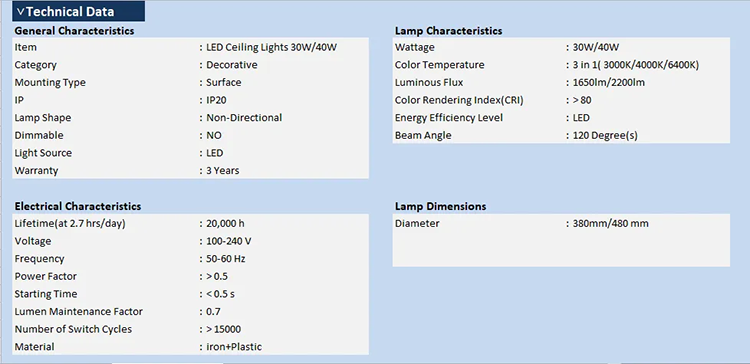 Luz de techo LED