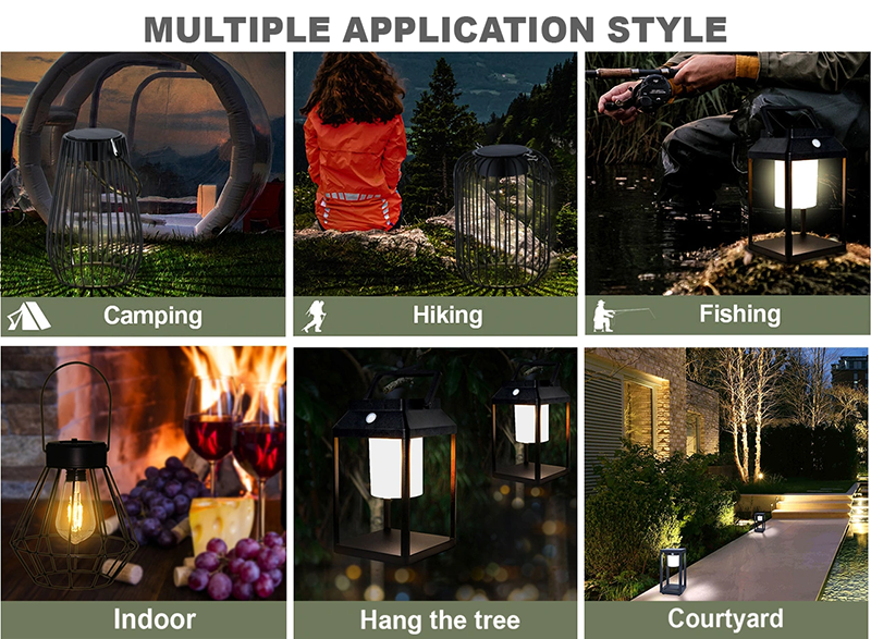 Portable Waterproof led solar garden lantern with USB