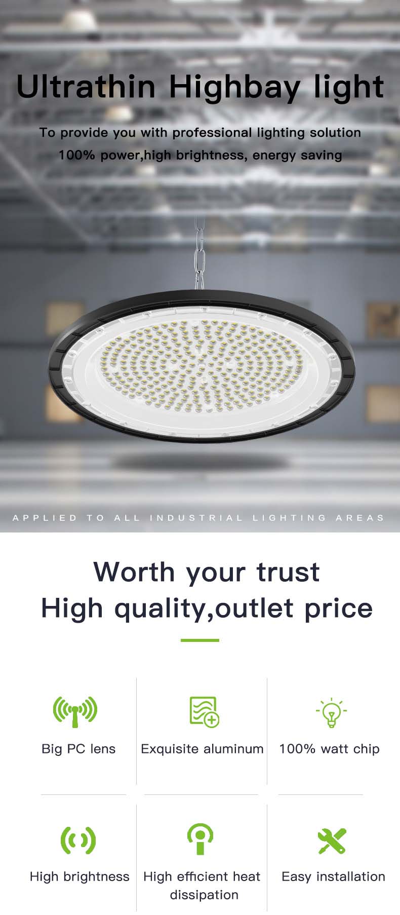 LED Industrial UFO Light 100W 150W 200W